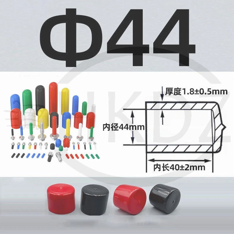 PVC End Caps for Screws, Bolts, Rods, Tubes & Cables – Thread Cover Protector, Rubber Plastic Caps (12-114mm, Multiple Colors)