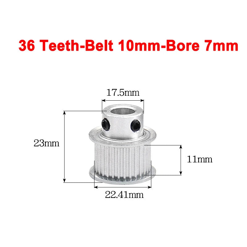 2GT Drive Pulley With Step 16 Tooth - 100 Tooth Bore 4mm - 25mm for 10mm Belt