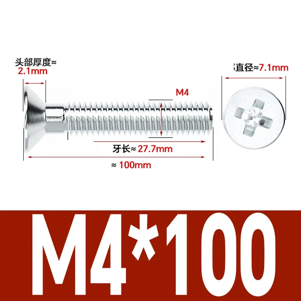 Countersunk Phillips Machine Screws – M2 to M12, White / Colour Zinc Plated, Carbon Steel