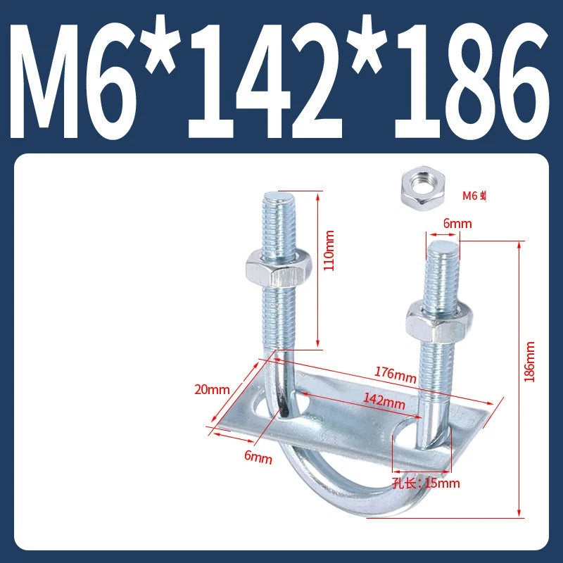 Round U-Bolts Sets Steel 16mm-219mm Inner Width M6 M8 M0 M12 with Nut, Plate