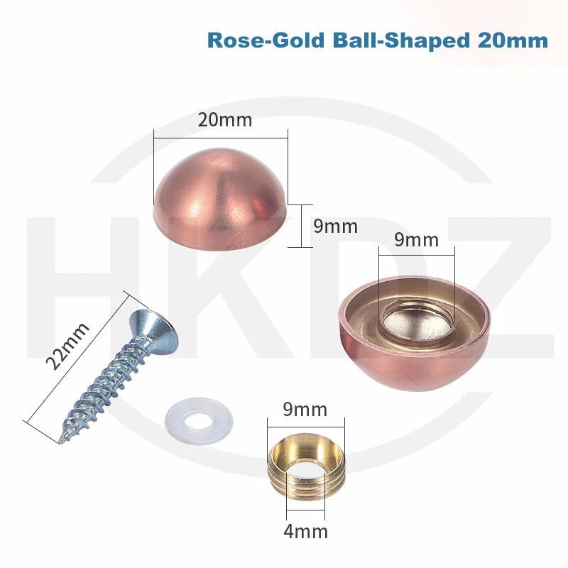 Stainless Steel Mirror Screw Cover Caps – Decorative Disc Plates for Glass, Mirrors & Furniture (16-50mm, Flat/Dome, Silver/Gold/Black/Rose Gold)