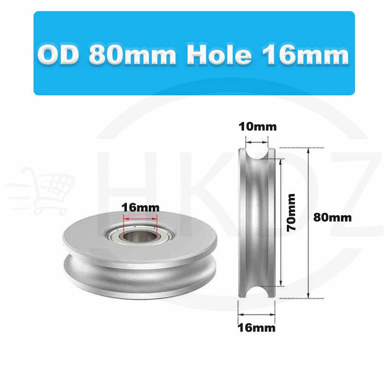 Aluminium Pulley Bearing CNC Guiding Wheel Flat Belt Idler OD 8-80mm Hole 5-16mm