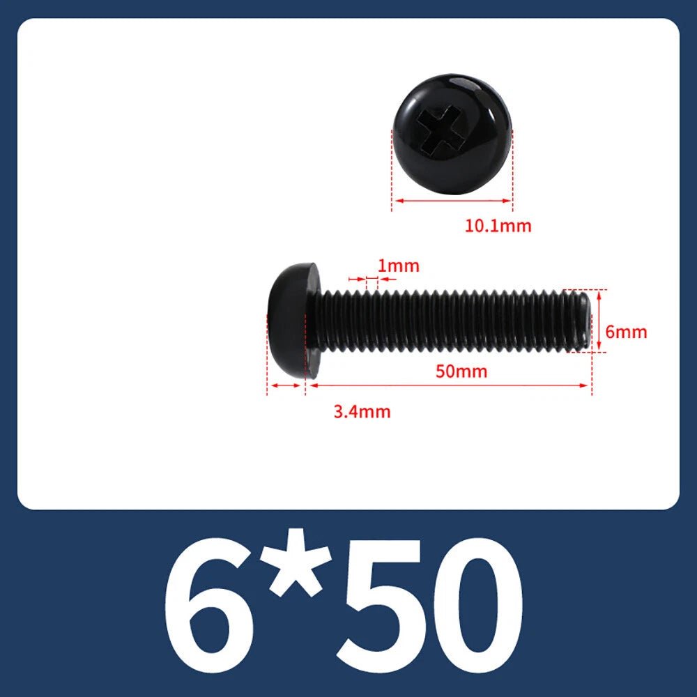 M5 M6 M8 Nylon Phillips Pan Head Machine Screws – Black & White - HomeDIYer