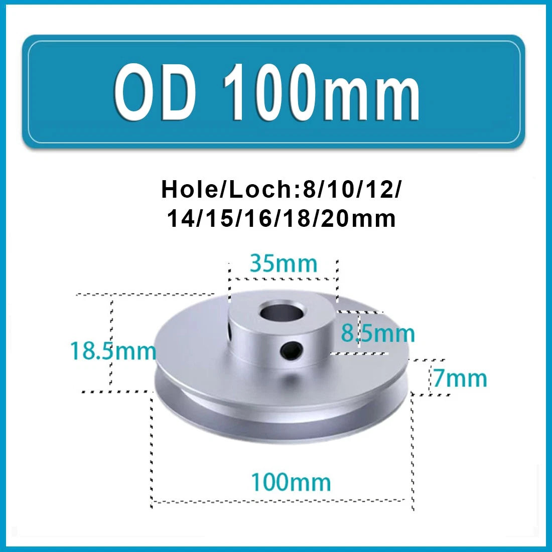 Aluminum V Grooved Pulley O Round Belt Pulleys For 6mm Width Belt OD 20mm-80mm