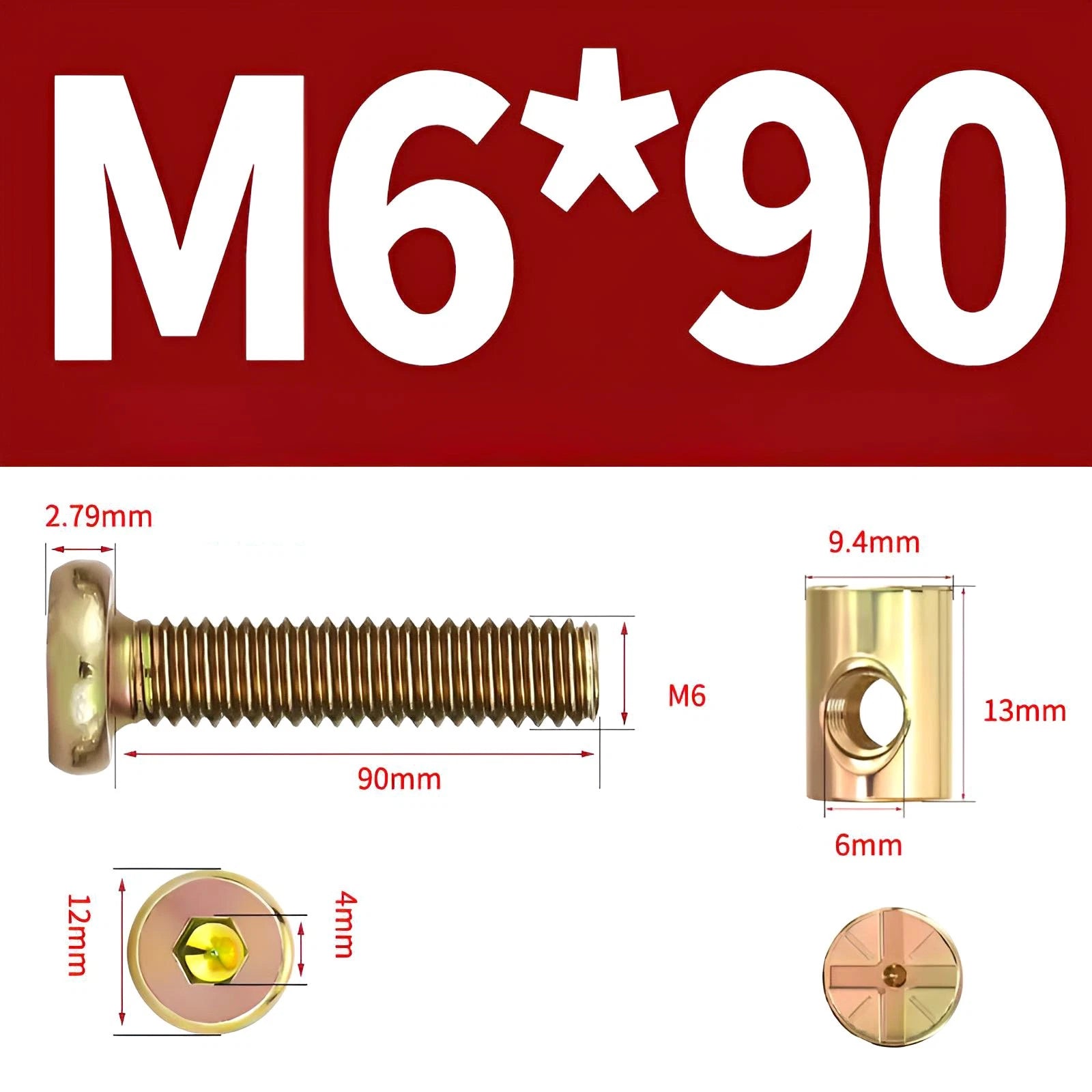 M6 M8 Galvanised Furniture Connecting Bolts with Barrel Nuts | Slotted & Phillips | 8mm–120mm