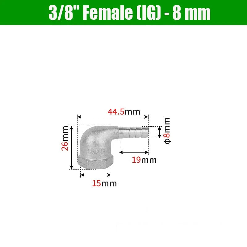 BSP Male Elbow Barbed Hose Connector — Stainless Steel, 1/8" to 1/2", 6–16mm