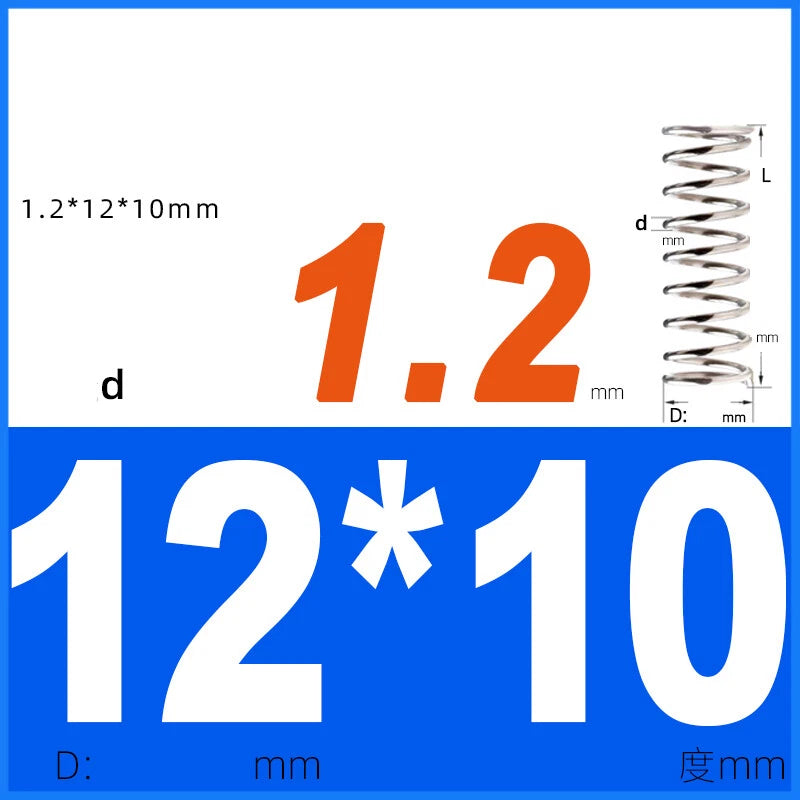 Compression Spring 1.2mm Wire Dia 8mm - 13mm OD Small Pressure Springs