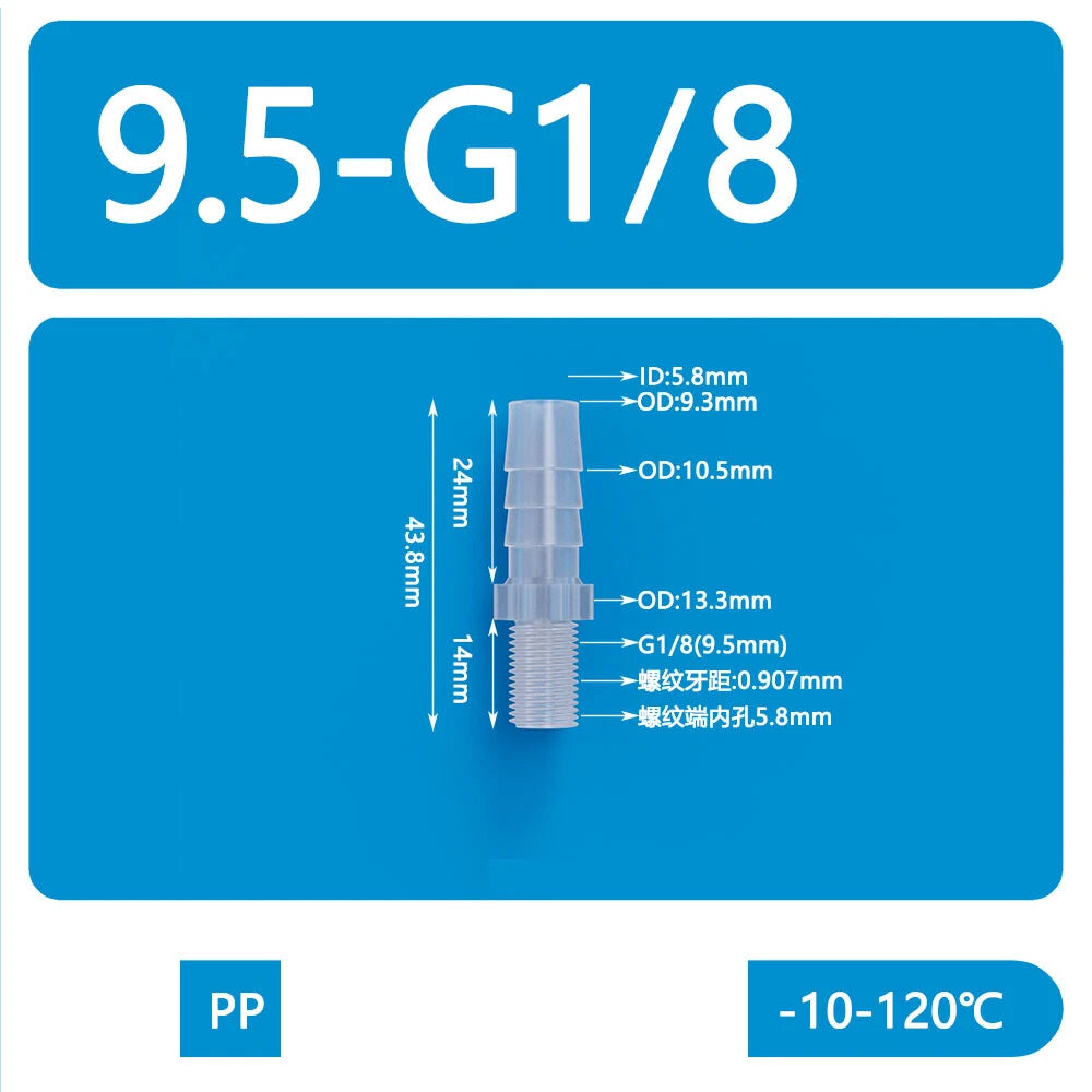 BSP Metric External Thread Straight Barb Connector – Plastic Hose Pipe Fitting