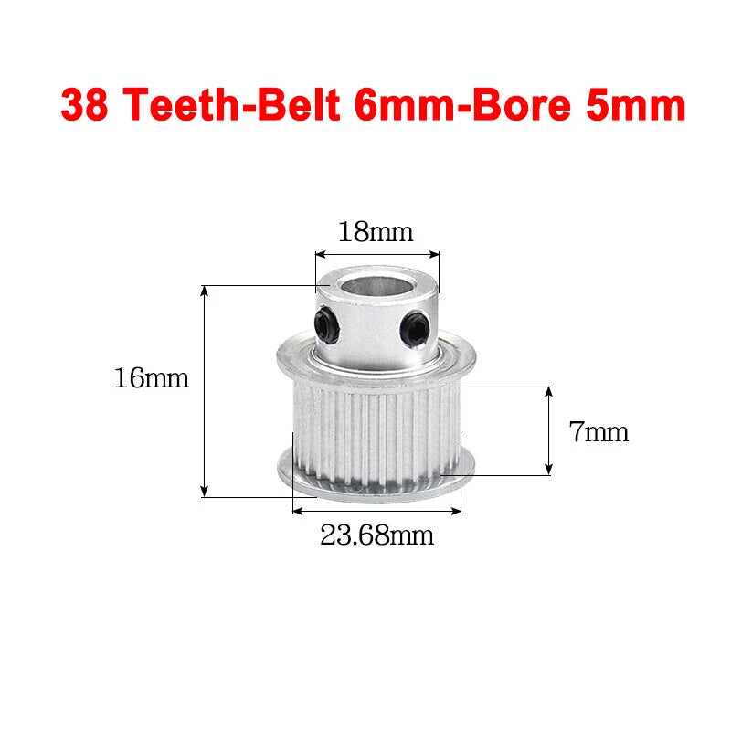 2GT Drive Pulley With Step 16 Tooth - 100 Tooth Bore 4mm - 25mm for 6mm Belt