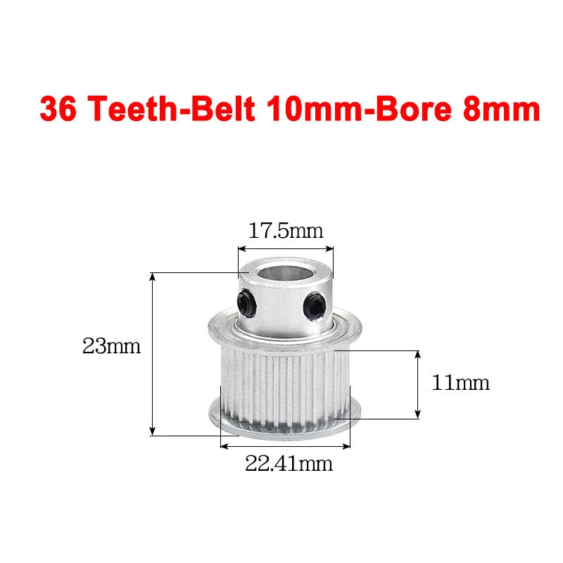 2GT Drive Pulley With Step 16 Tooth - 100 Tooth Bore 4mm - 25mm for 10mm Belt