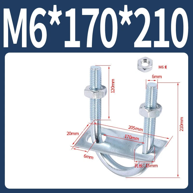 Round U-Bolts Sets Steel 16mm-219mm Inner Width M6 M8 M0 M12 with Nut, Plate