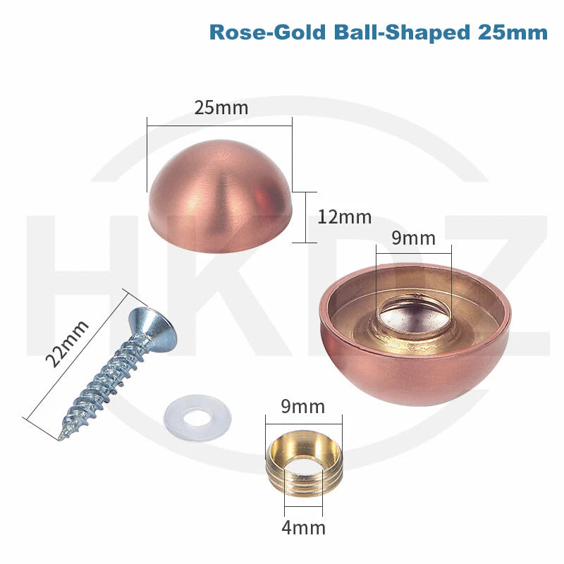 Stainless Steel Mirror Screw Cover Caps – Decorative Disc Plates for Glass, Mirrors & Furniture (16-50mm, Flat/Dome, Silver/Gold/Black/Rose Gold)