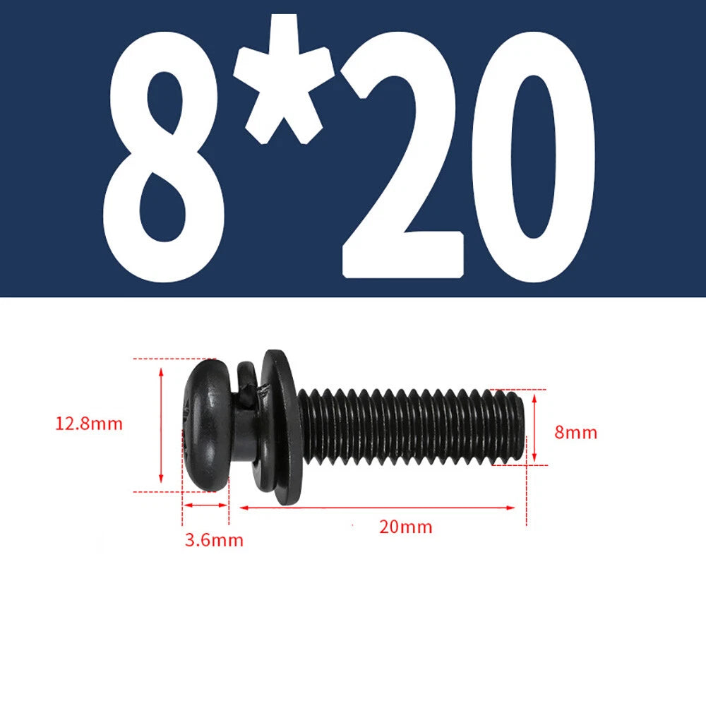 M5–M8 Phillips Pan Head Screws with Flat Washer – Nickel Plated or Black Zinc, Carbon Steel