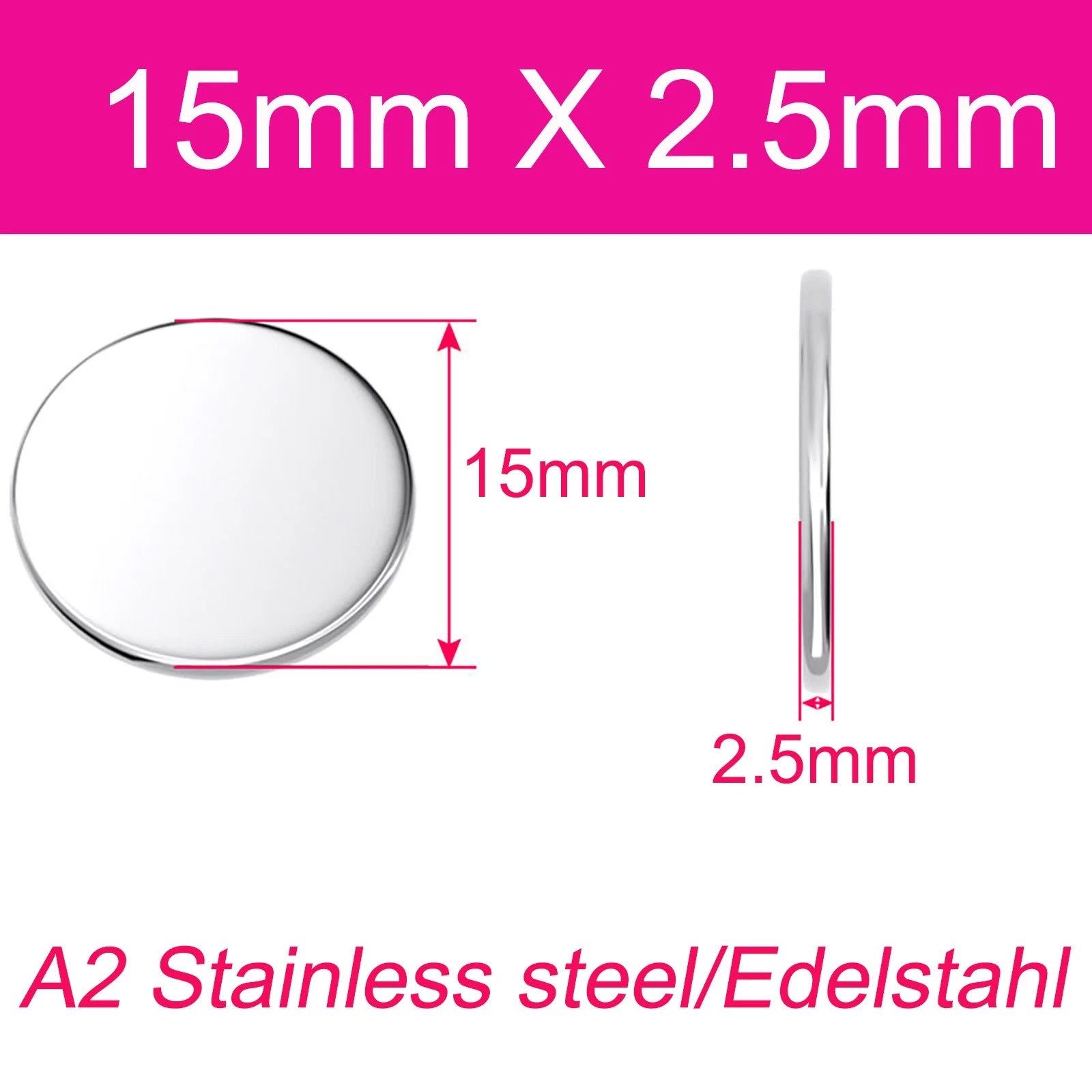A2 304 Stainless Steel Round Plate Circular Sheet Disc Disk Thickness 1-4mm