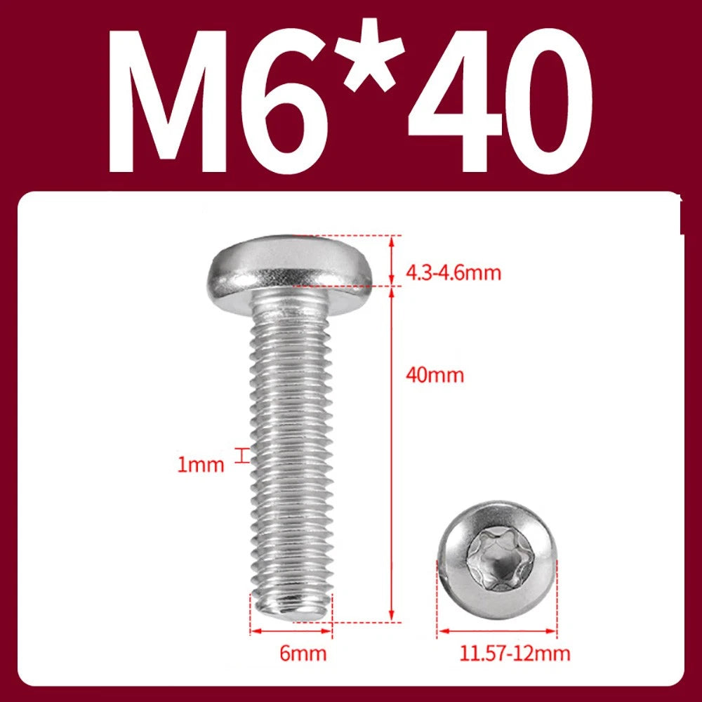 M2–M10 A2 Stainless Steel Torx Button Head Machine Screws, With or Without Column, Pack of 5