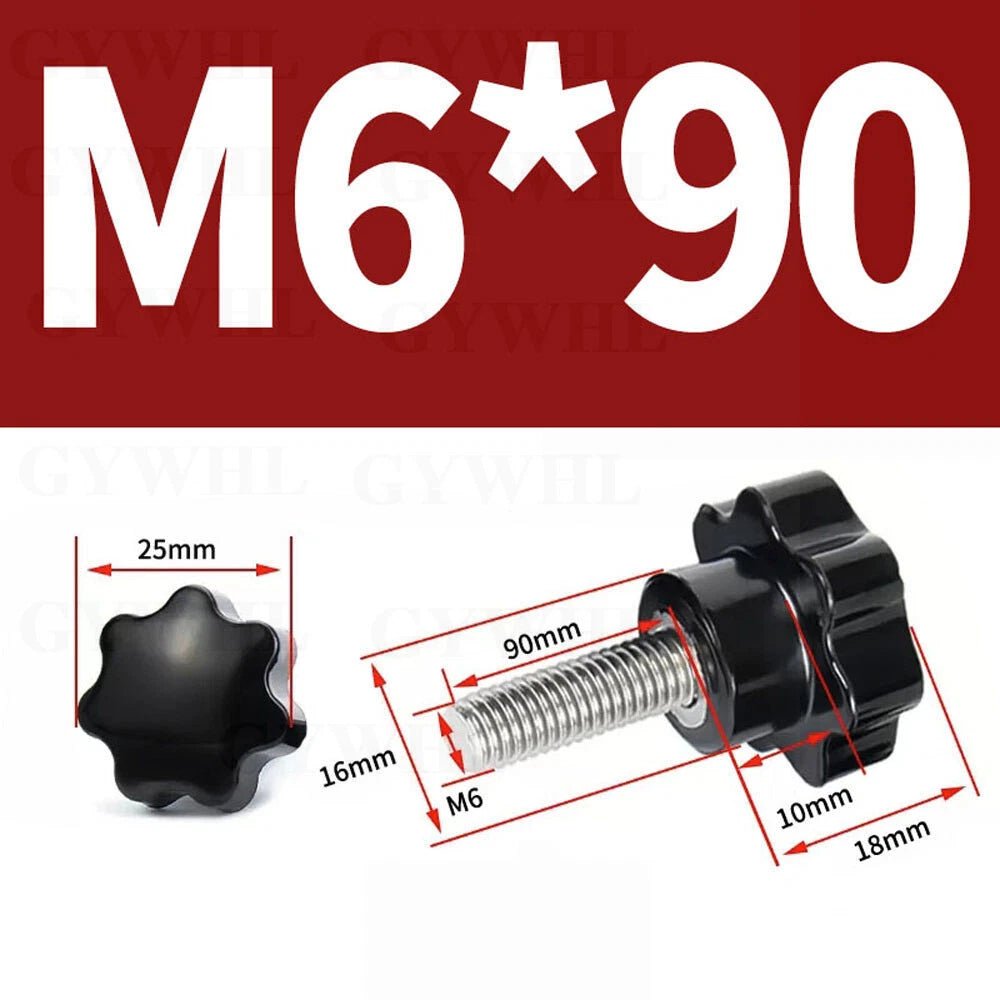 Stainless Thumb Screws Hand Knob Grip Bolts Black Plastic Hexalobular Star Head - HomeDIYer