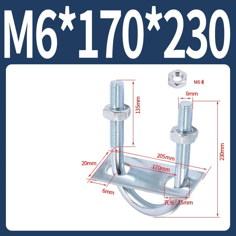 Round U-Bolts Sets Steel 16mm-219mm Inner Width M6 M8 M0 M12 with Nut, Plate