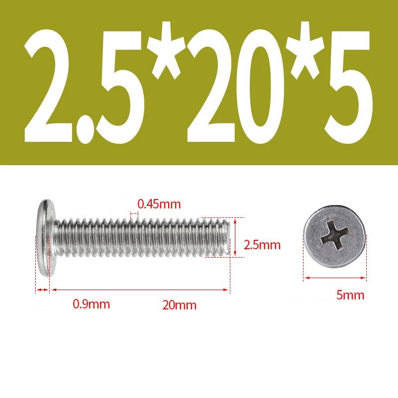 M1–M8 Ultra Thin Flat Head Phillips Machine Screws – A2 Stainless Steel, Fully Threaded