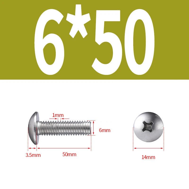 Phillips Button Head Machine Screws — Steel M2 M2.5 M3 M4 M5 M6 - HomeDIYer