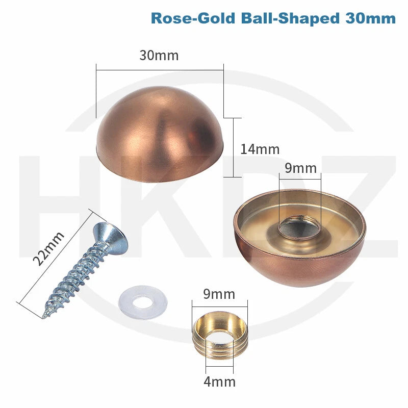 Stainless Steel Mirror Screw Cover Caps – Decorative Disc Plates for Glass, Mirrors & Furniture (16-50mm, Flat/Dome, Silver/Gold/Black/Rose Gold)