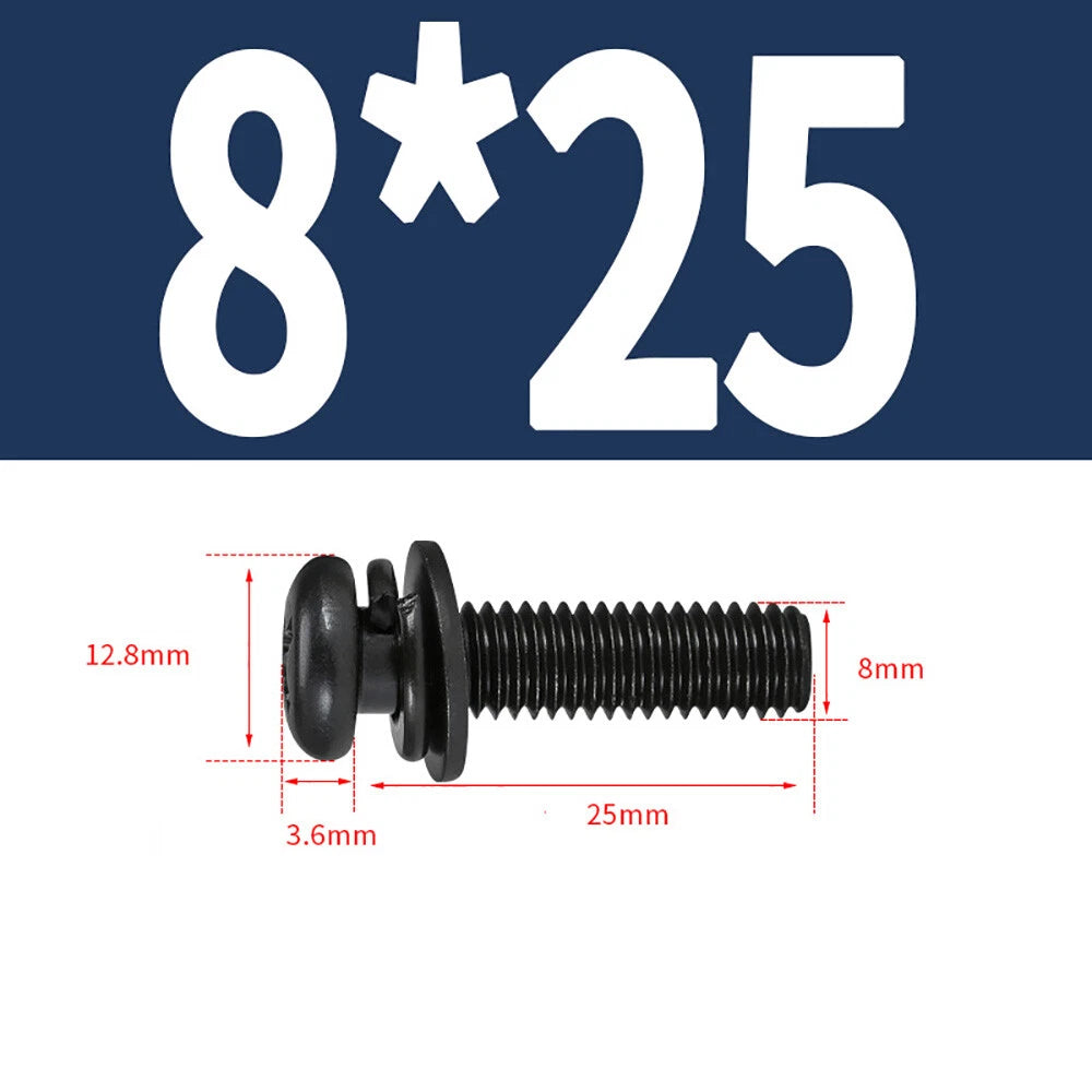 M5–M8 Phillips Pan Head Screws with Flat Washer – Nickel Plated or Black Zinc, Carbon Steel