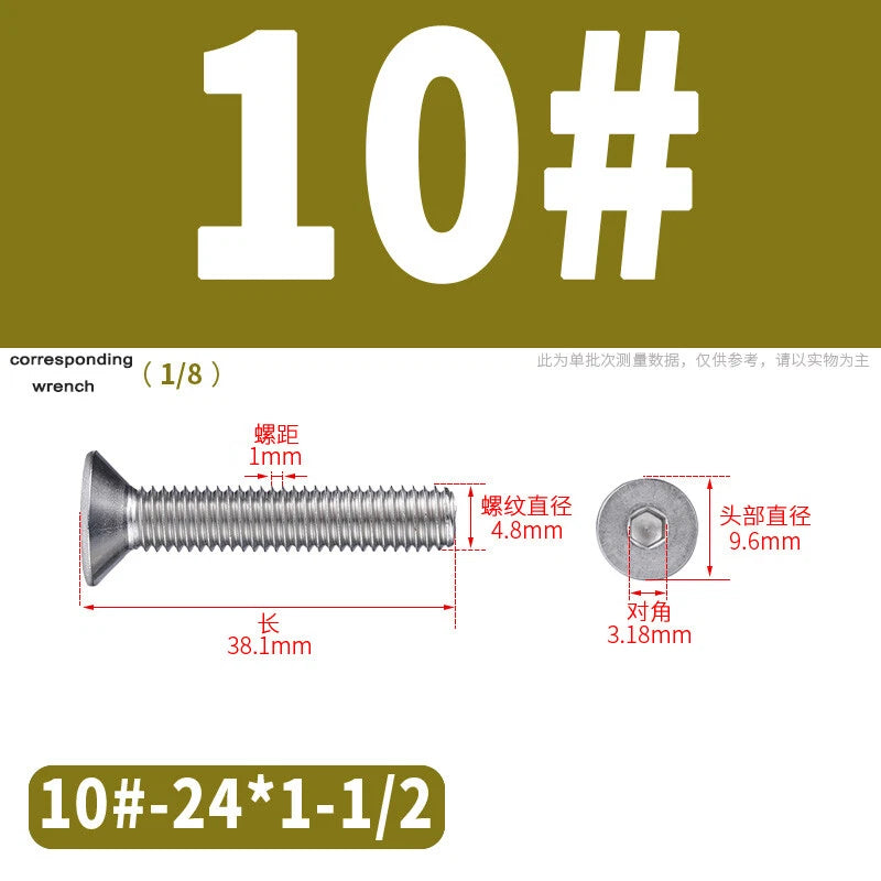 UNC Countersunk Socket Cap Screws A2 Stainless Steel — #2-56 to 5/16-18