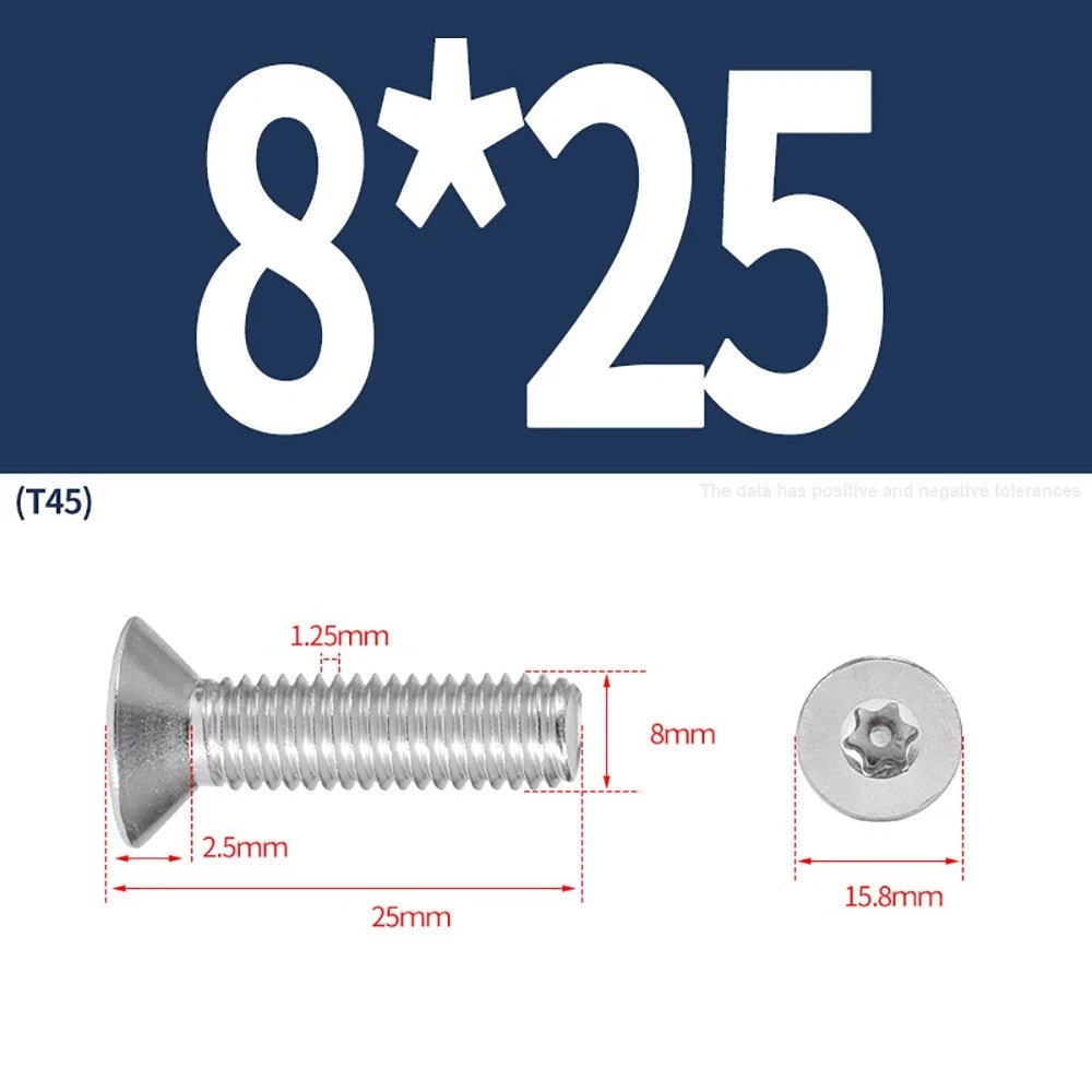 M3–M8 Pin Torx Countersunk Flat Head Machine Screws | A2 Stainless Steel - HomeDIYer