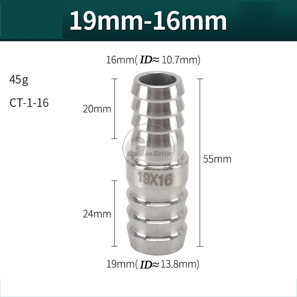 A2 Stainless Steel 8-41mm Barbed Hose Connector,Hosetail Pipe Air Water Oil Fuel