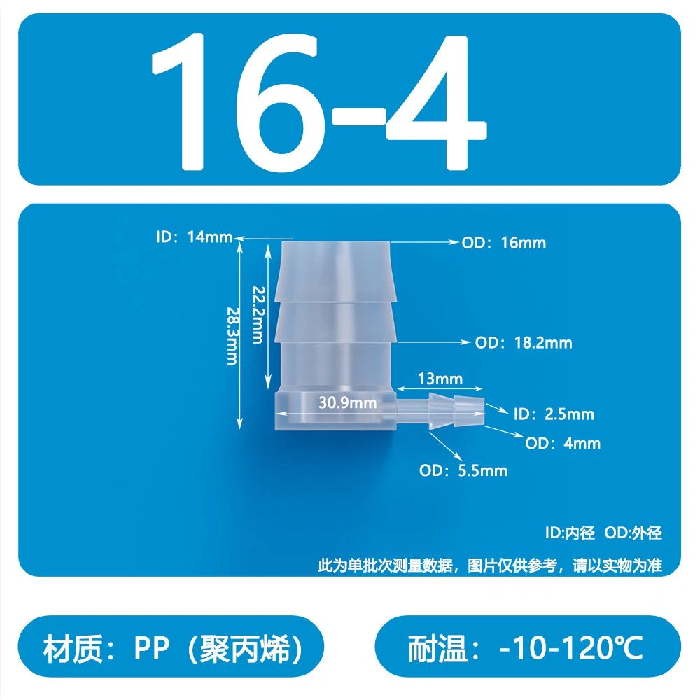 90° Elbow Plastic Barbed Joiner Reducer Connector Pipe Tube Hose Water 1.6-25mm