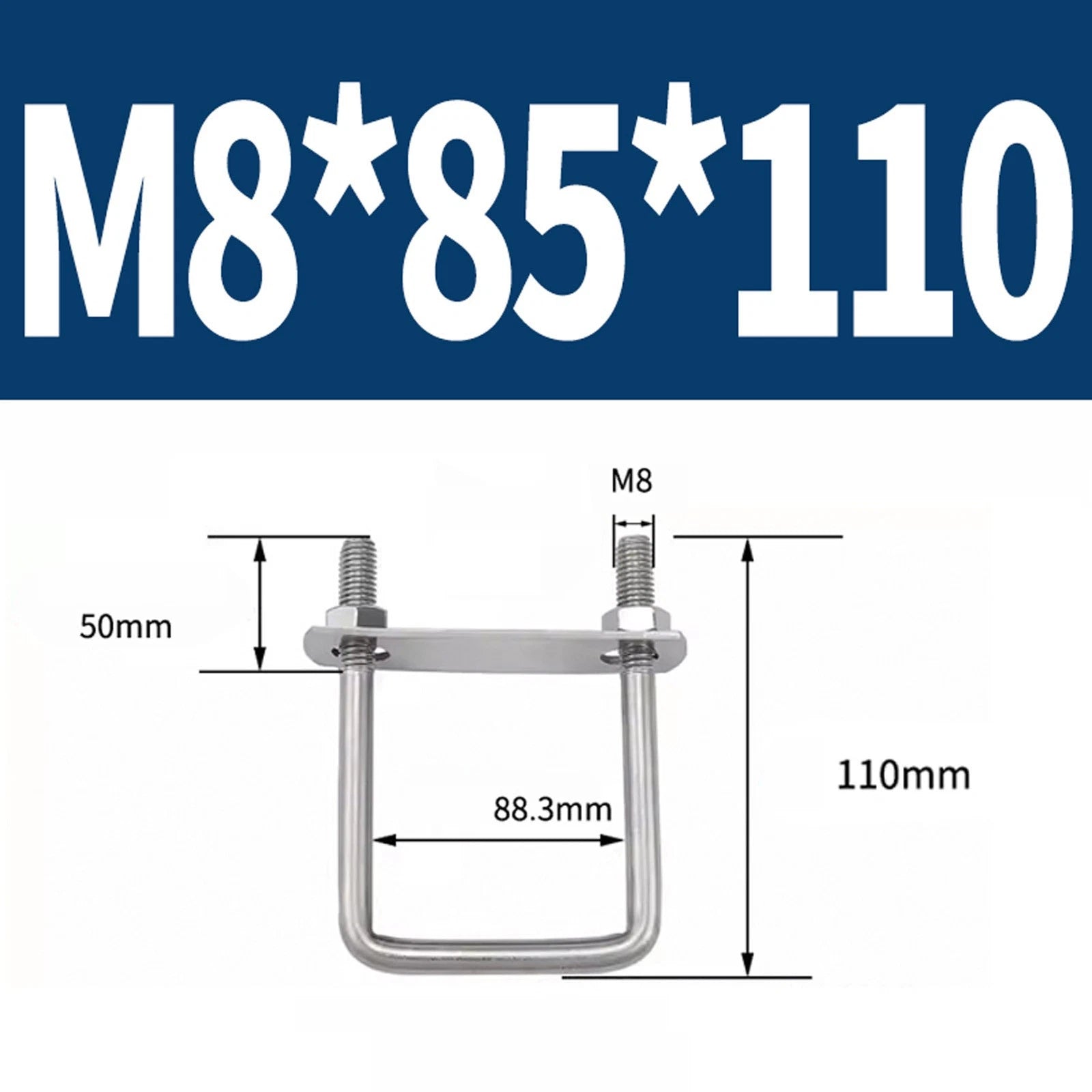 M6 M8 M10 M12 U Bolt Plates & Nuts Standard U-Bolts Stainless Steel 304 Trailer