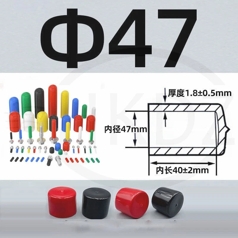 PVC End Caps for Screws, Bolts, Rods, Tubes & Cables – Thread Cover Protector, Rubber Plastic Caps (12-114mm, Multiple Colors)