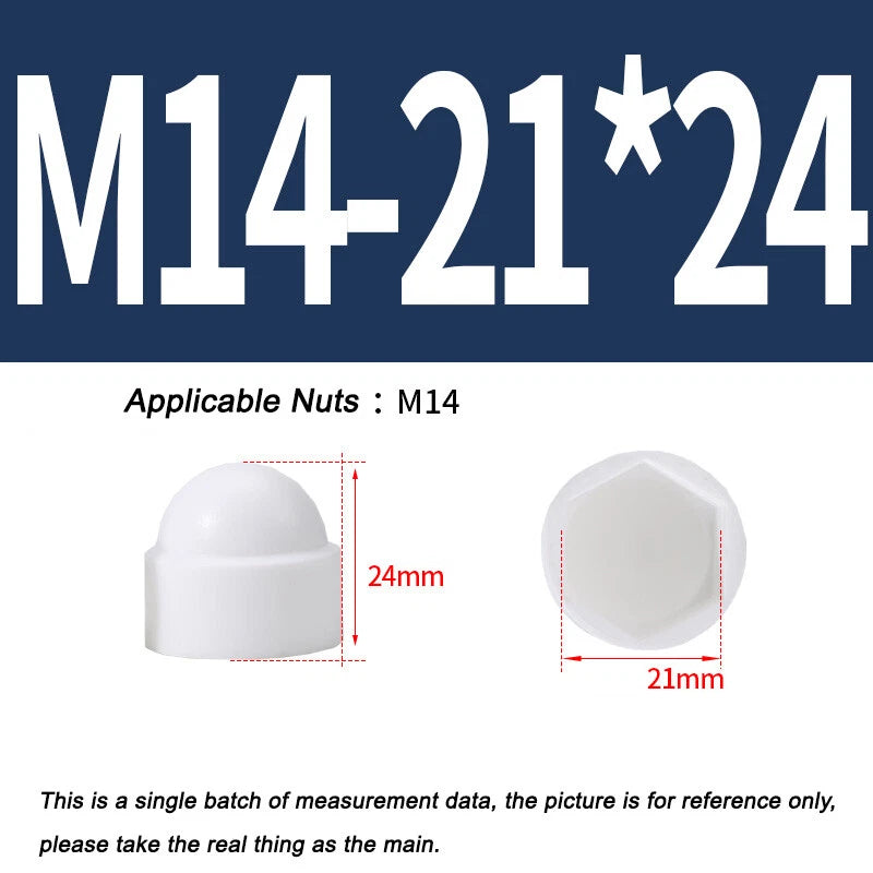 Hex Bolt & Nut Protection Caps – Plastic Hexagonal Screw Covers for M4 M5 M6 M8 M10 to M24 (PE, 5-100 Pack)
