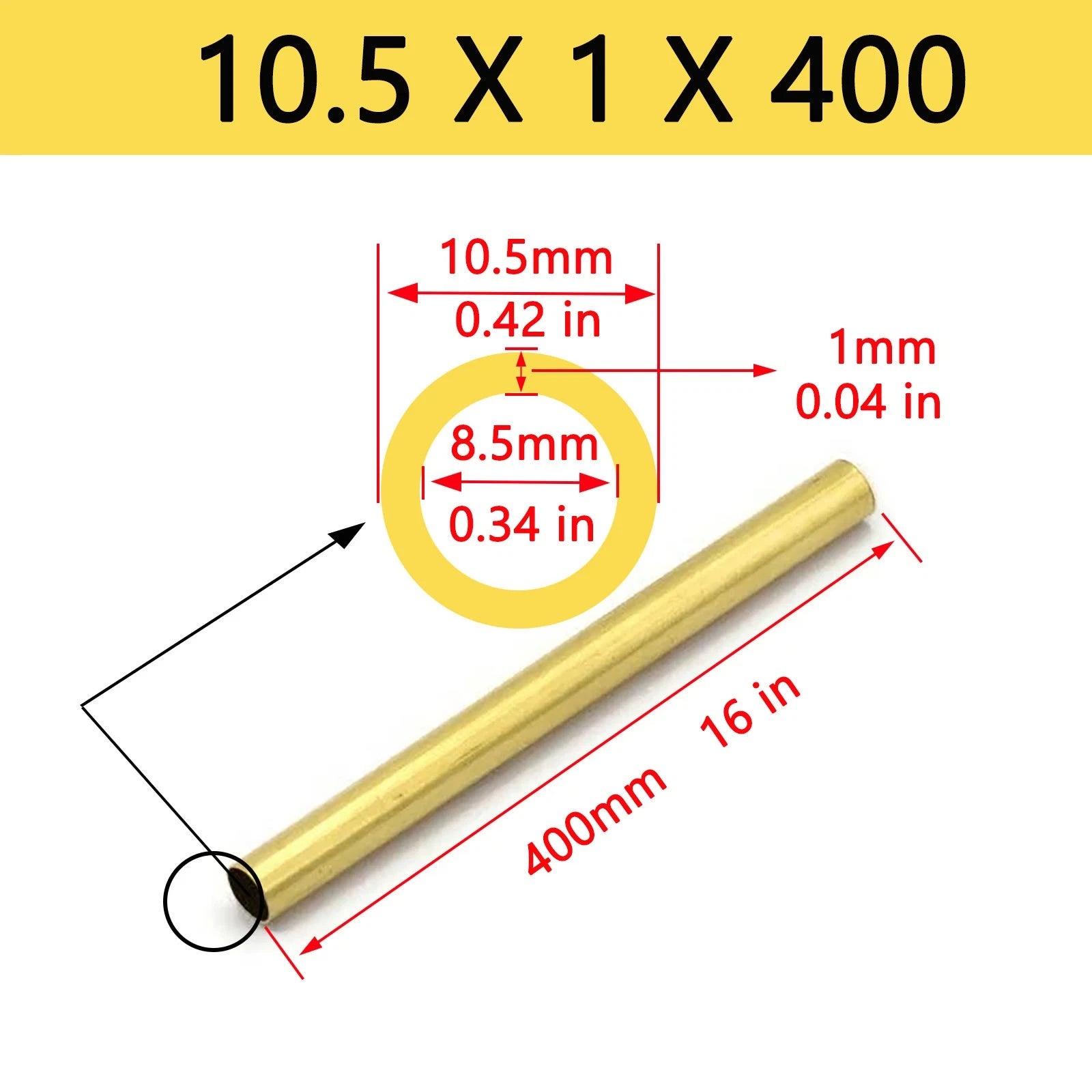 Brass Tubes ROUND PIPE Cu 62% OD 4mm 5mm 6mm 7mm 8mm To 25mm Length 400mm 0.4m