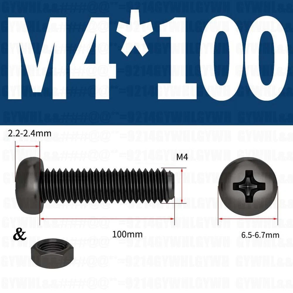 Black Pan Head Phillips Machine Screws + Hex Nuts Set – A2 Stainless Steel, M2 to M10