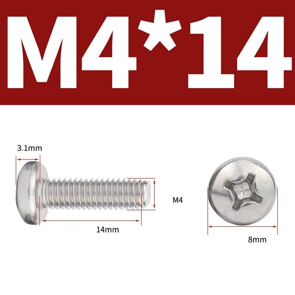 Phillips Pan Head Machine Screws — A4 Marine Grade Stainless Steel, DIN 7985 (M1.6–M10)