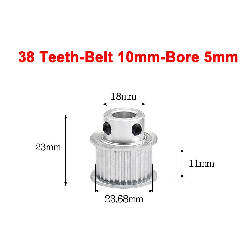 2GT Drive Pulley With Step 16 Tooth - 100 Tooth Bore 4mm - 25mm for 10mm Belt