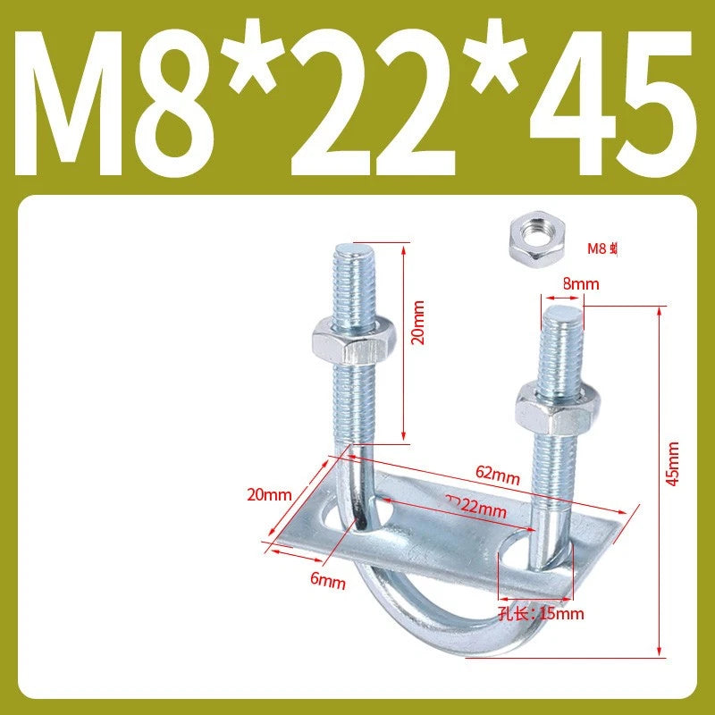 Round U-Bolts Sets Steel 16mm-219mm Inner Width M6 M8 M0 M12 with Nut, Plate