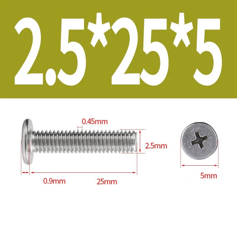 M1–M8 Ultra Thin Flat Head Phillips Machine Screws – A2 Stainless Steel, Fully Threaded