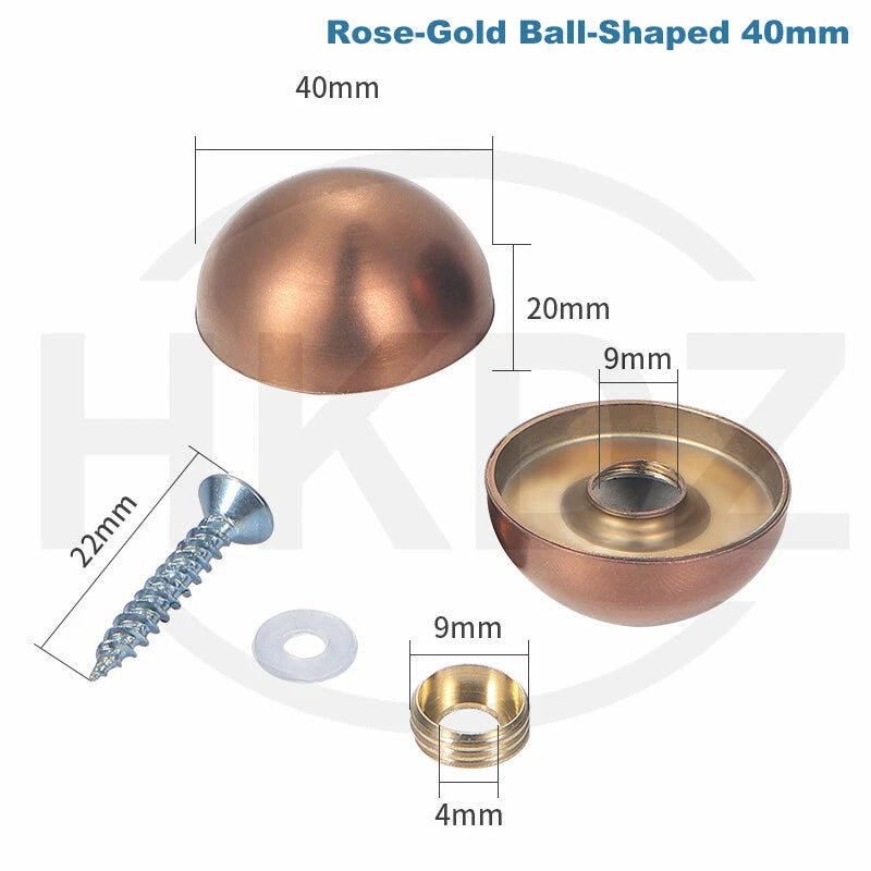 Stainless Steel Mirror Screw Cover Caps – Decorative Disc Plates for Glass, Mirrors & Furniture (16-50mm, Flat/Dome, Silver/Gold/Black/Rose Gold)