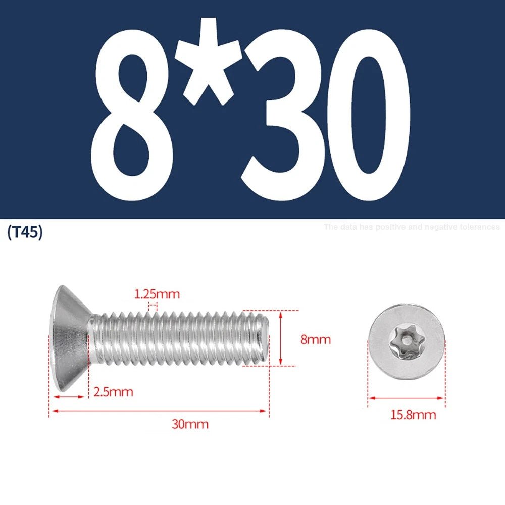 M3–M8 Pin Torx Countersunk Flat Head Machine Screws | A2 Stainless Steel - HomeDIYer