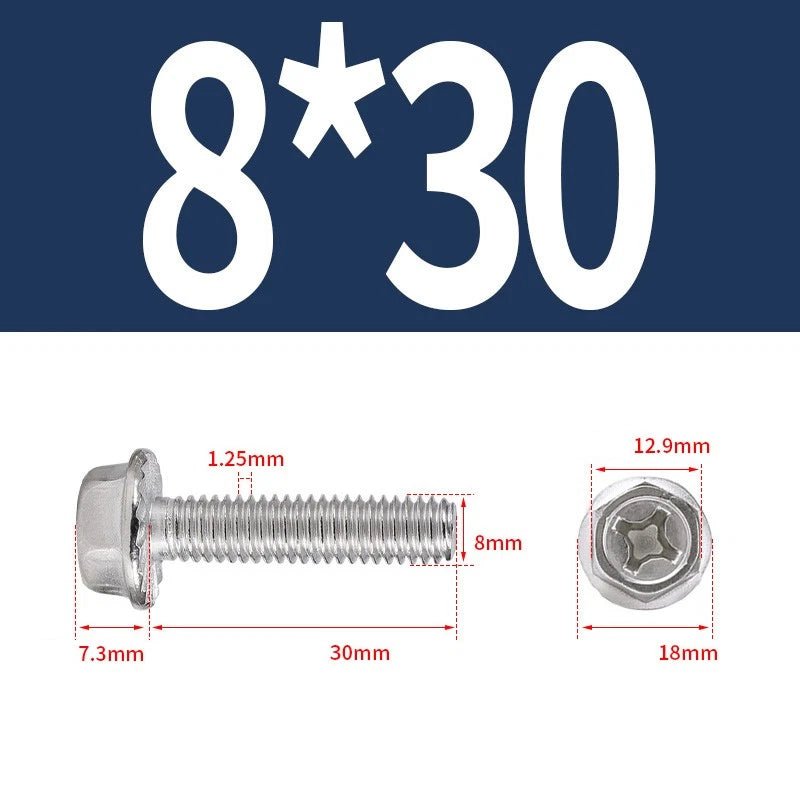 Phillips Hex Flange Screws 304 Stainless Steel M3–M8 | Dentate & Flat Flange - HomeDIYer