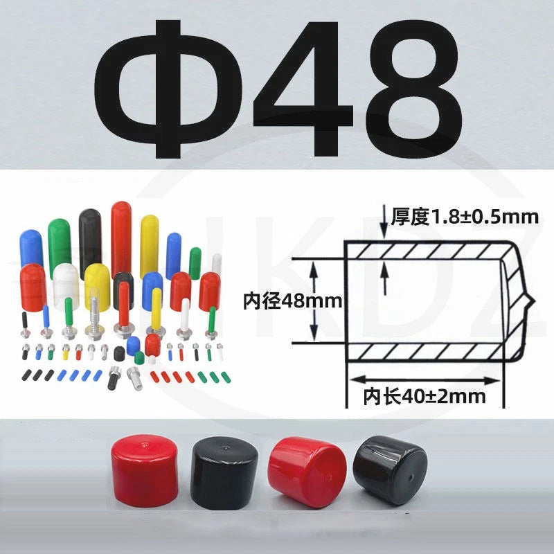 PVC End Caps for Screws, Bolts, Rods, Tubes & Cables – Thread Cover Protector, Rubber Plastic Caps (12-114mm, Multiple Colors)