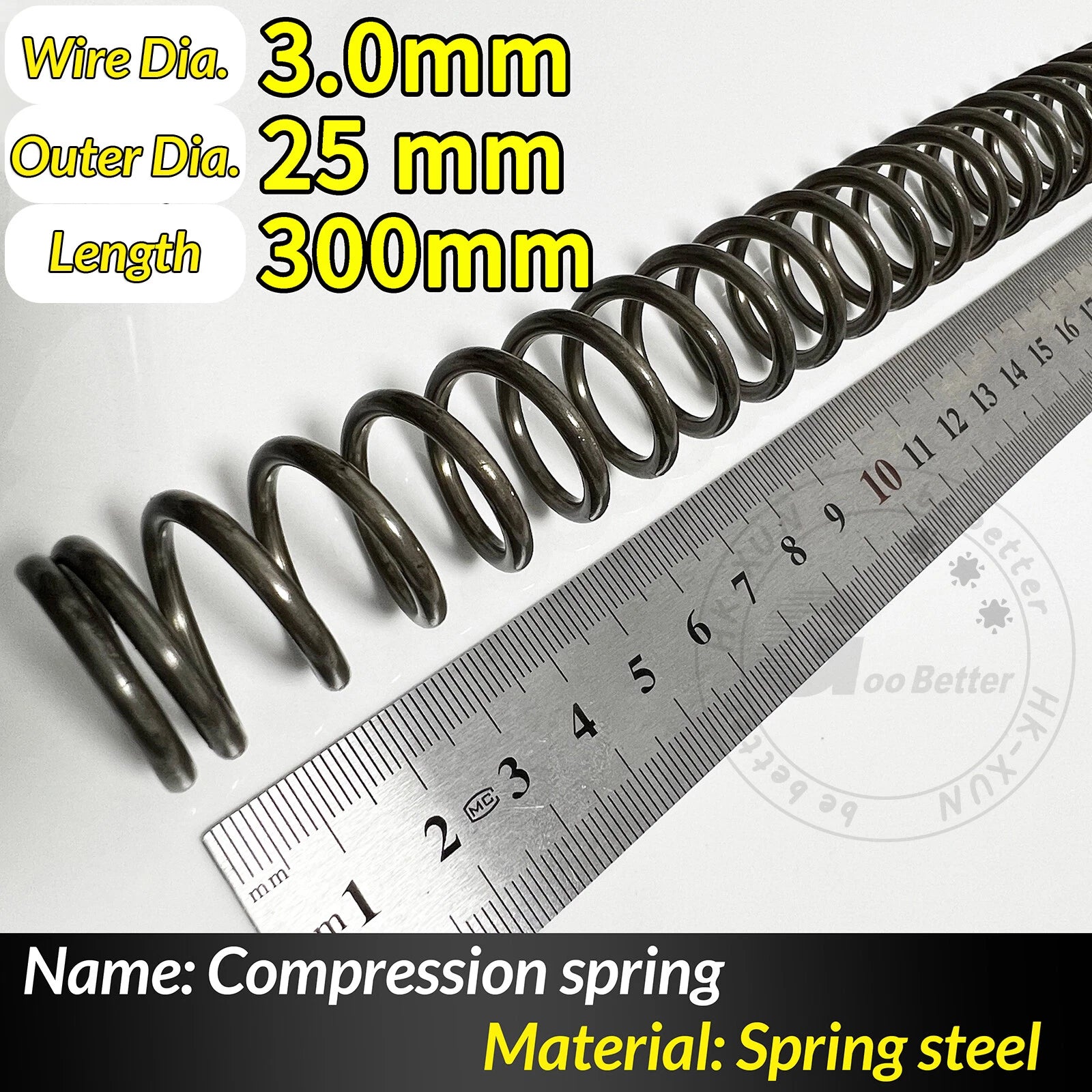 Compression Spring Pressure Springs, Wire Dia 2-3.5mm, OD 10-60mm, Length 300mm