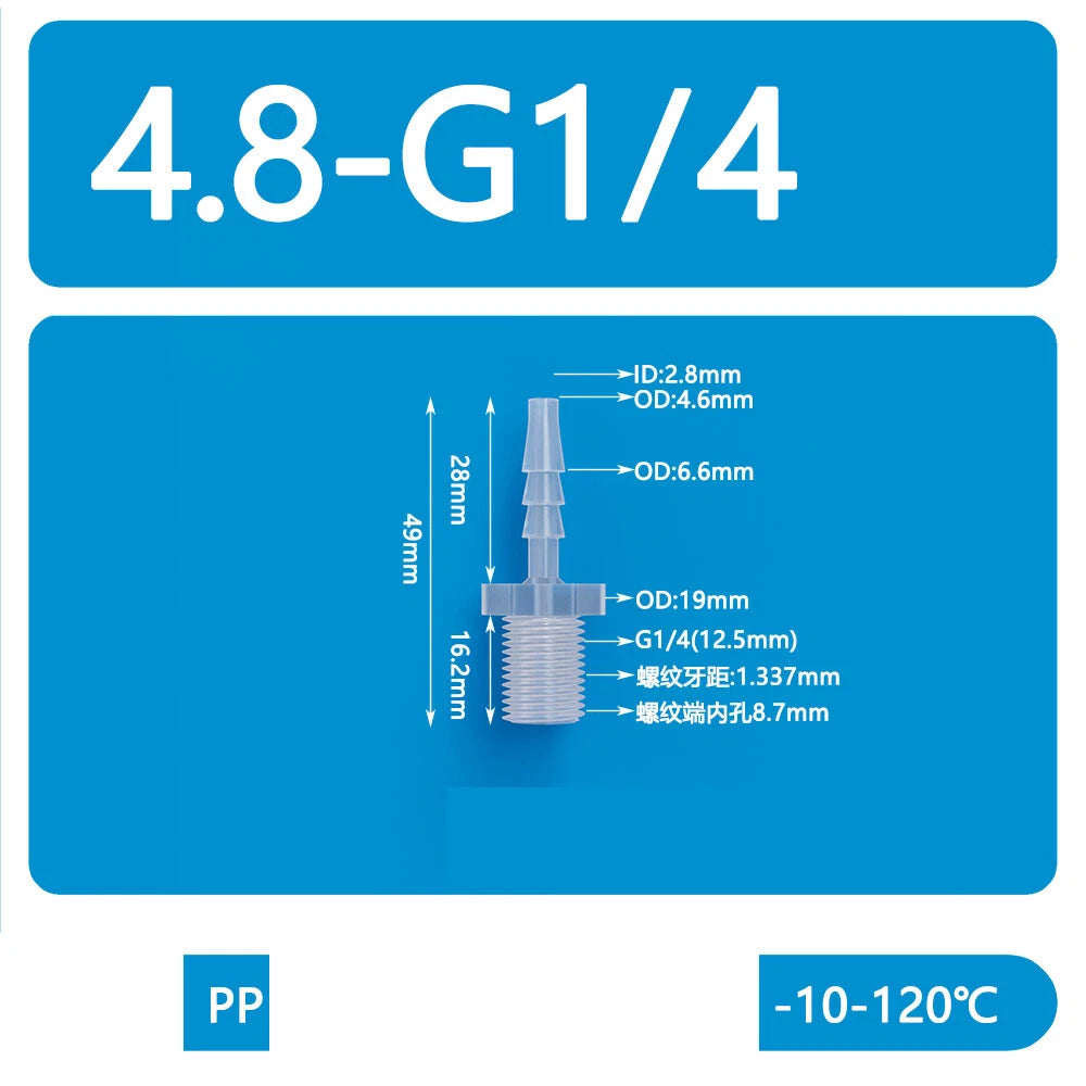 BSP Metric External Thread Straight Barb Connector – Plastic Hose Pipe Fitting
