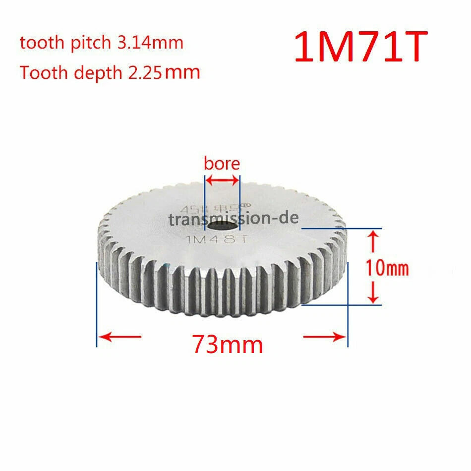 1/1.5 Mod 12T-150T Spur Gear 45# Steel Pinion Gear Thickness 1M-10mm 1.5M-15mm