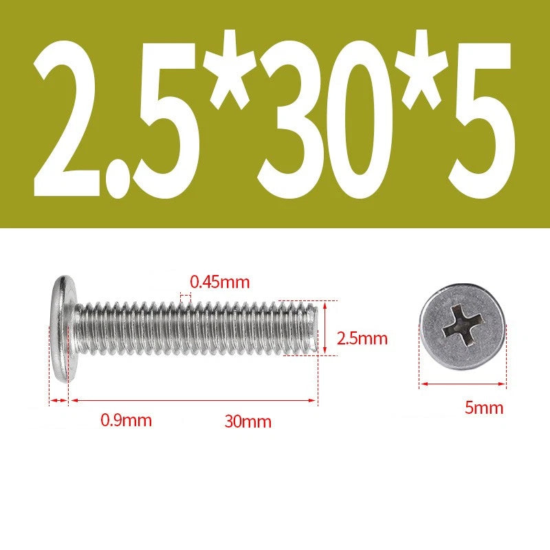 M1–M8 Ultra Thin Flat Head Phillips Machine Screws – A2 Stainless Steel, Fully Threaded