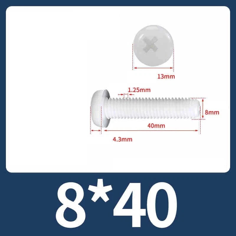 White Nylon Phillips Pan Head Machine Screws – M2 to M8, Non‑Conductive & Corrosion‑Free (PA66)