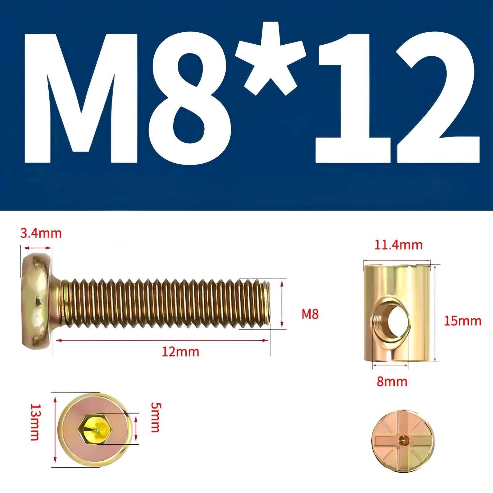 M6 M8 Galvanised Furniture Connecting Bolts with Barrel Nuts | Slotted & Phillips | 8mm–120mm