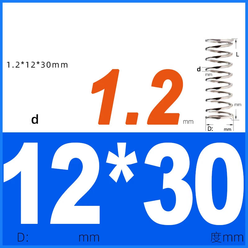 Compression Spring 1.2mm Wire Dia 8mm - 13mm OD Small Pressure Springs