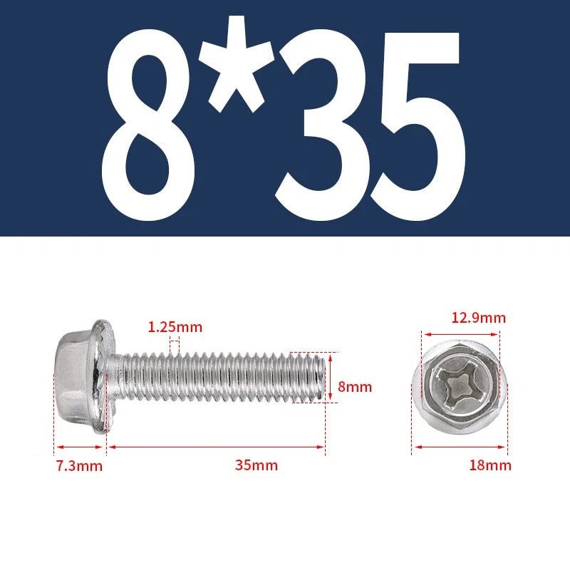 Phillips Hex Flange Screws 304 Stainless Steel M3–M8 | Dentate & Flat Flange - HomeDIYer